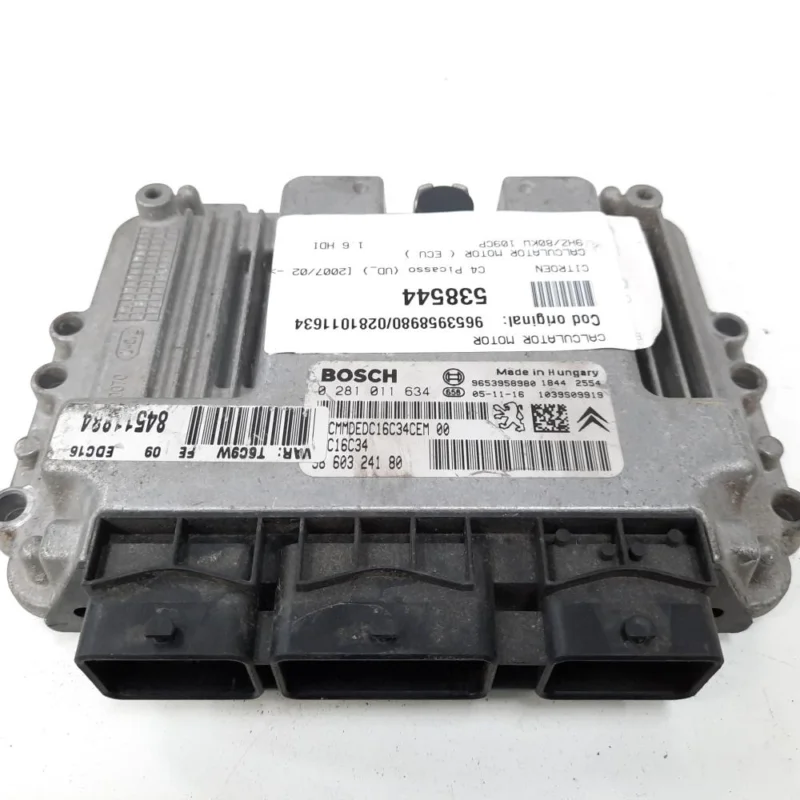 Disponibil imediat Calculator motor, cod 9653958980, 0281011634, Citroen C4 Picasso, 1.6 HDI, 9HZ (id:538544)